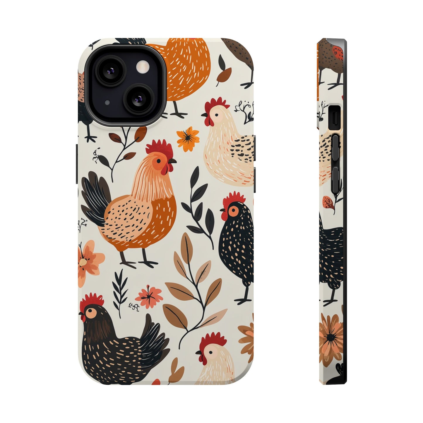 MagSafe iPhone Case: Cluckin' Vintage – Chickens & Leaves