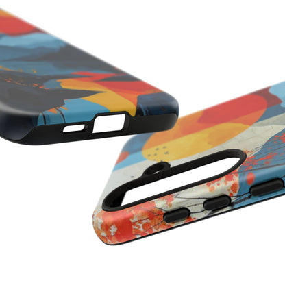 Abstract Autumn Landscape Samsung Galaxy Case – Bold Colorful Sunset Design, Dual-Layer Protection