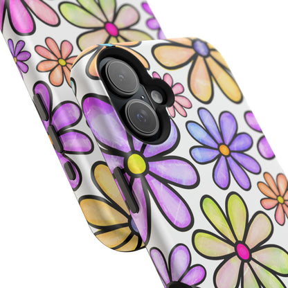 Pastel Daisy Dream MagSafe iPhone Case – Slim Profile, Glossy Finish