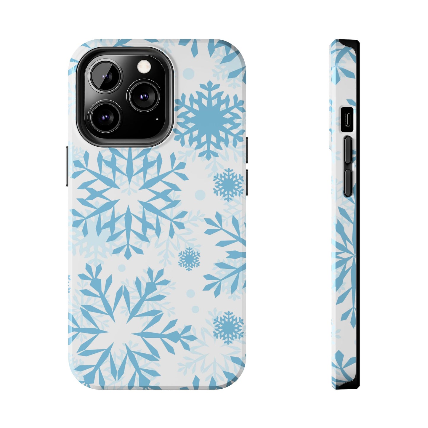 Frosty Blue Snowflakes iPhone Case – Shockproof, Smooth Matte Finish, Dual-Layer Design