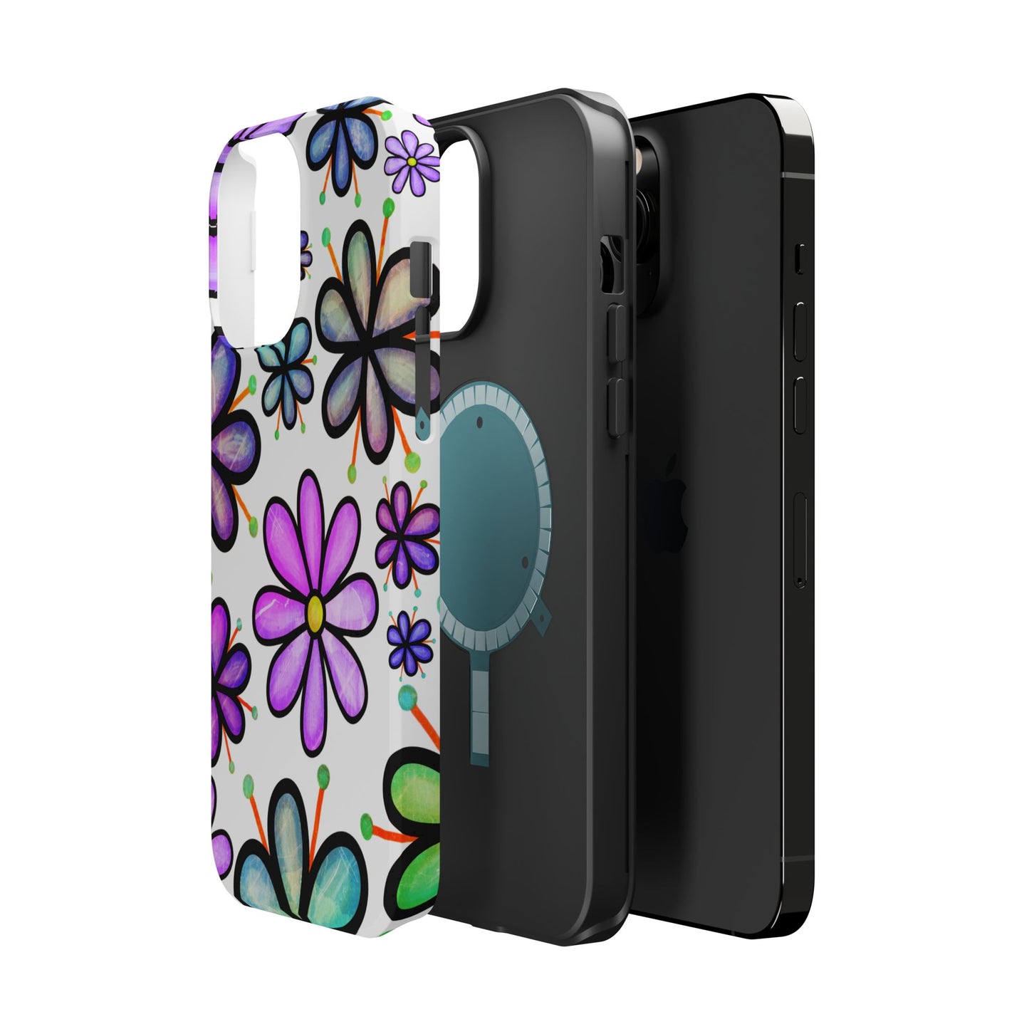 Whimsical Lavender Floral MagSafe iPhone Case – Ultra-Slim, High-Gloss Finish