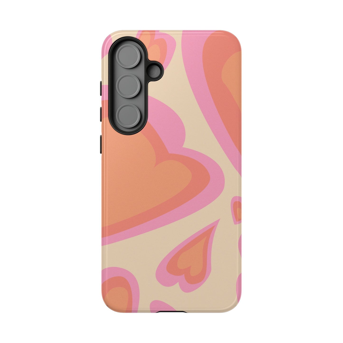 Retro Pink Hearts Samsung Galaxy Case – Shock-Resistant, Matte Finish, Dual-Layer Protection