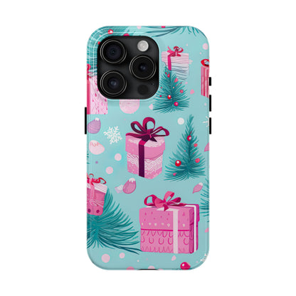 Festive Pink Christmas Gifts and Evergreen iPhone Case – Holiday Theme, Protective Cover