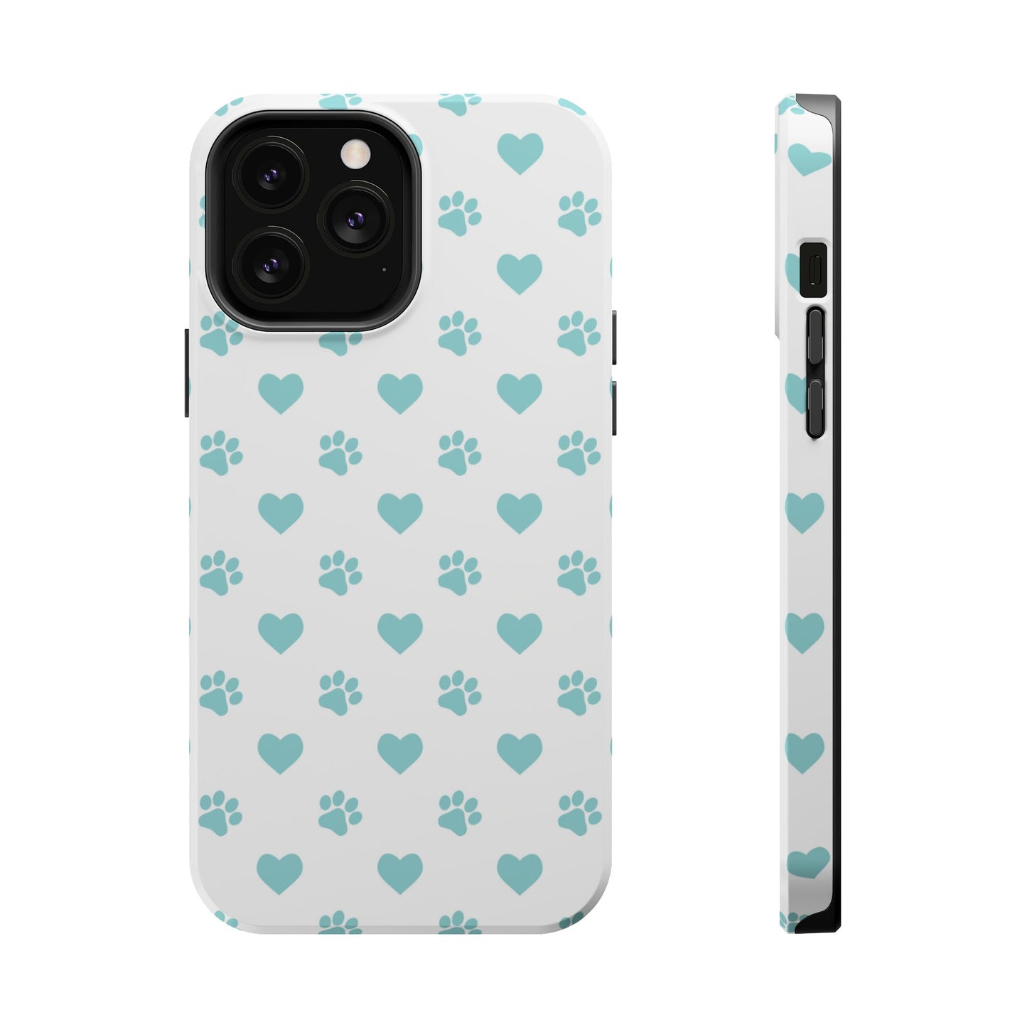 Mint Green Paw Print & Heart MagSafe Case – Pet Lover’s Magnetic Style