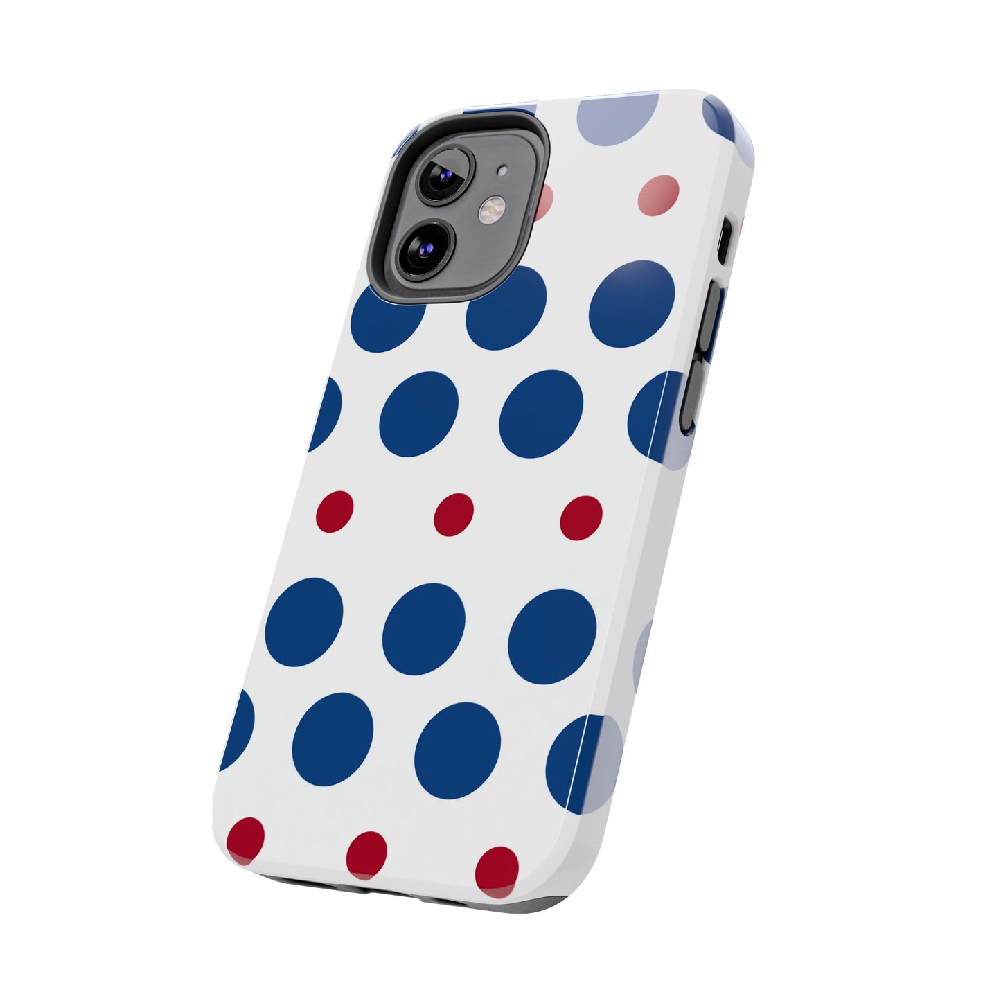 Bold Navy & Red Polka Dot Pattern – iPhone Case