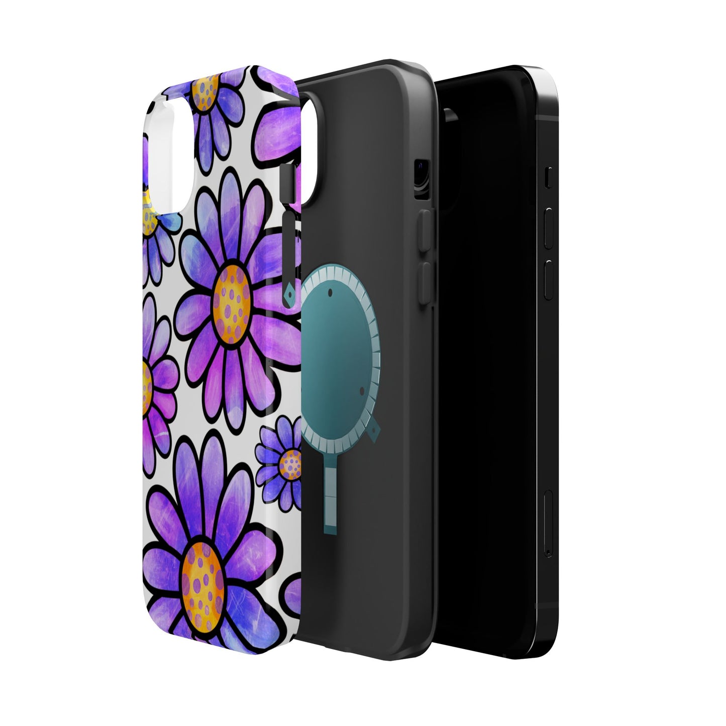 Purple Daisy Delight MagSafe iPhone Case – Slim Profile, Glossy Finish