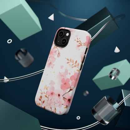 Soft Pink Cherry Blossom MagSafe Case – Floral Elegance with Wireless Charging