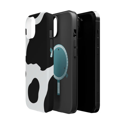 Bold Black and White Cow Print Tough MagSafe iPhone Case – Modern Animal Pattern with Dual-Layer Protection