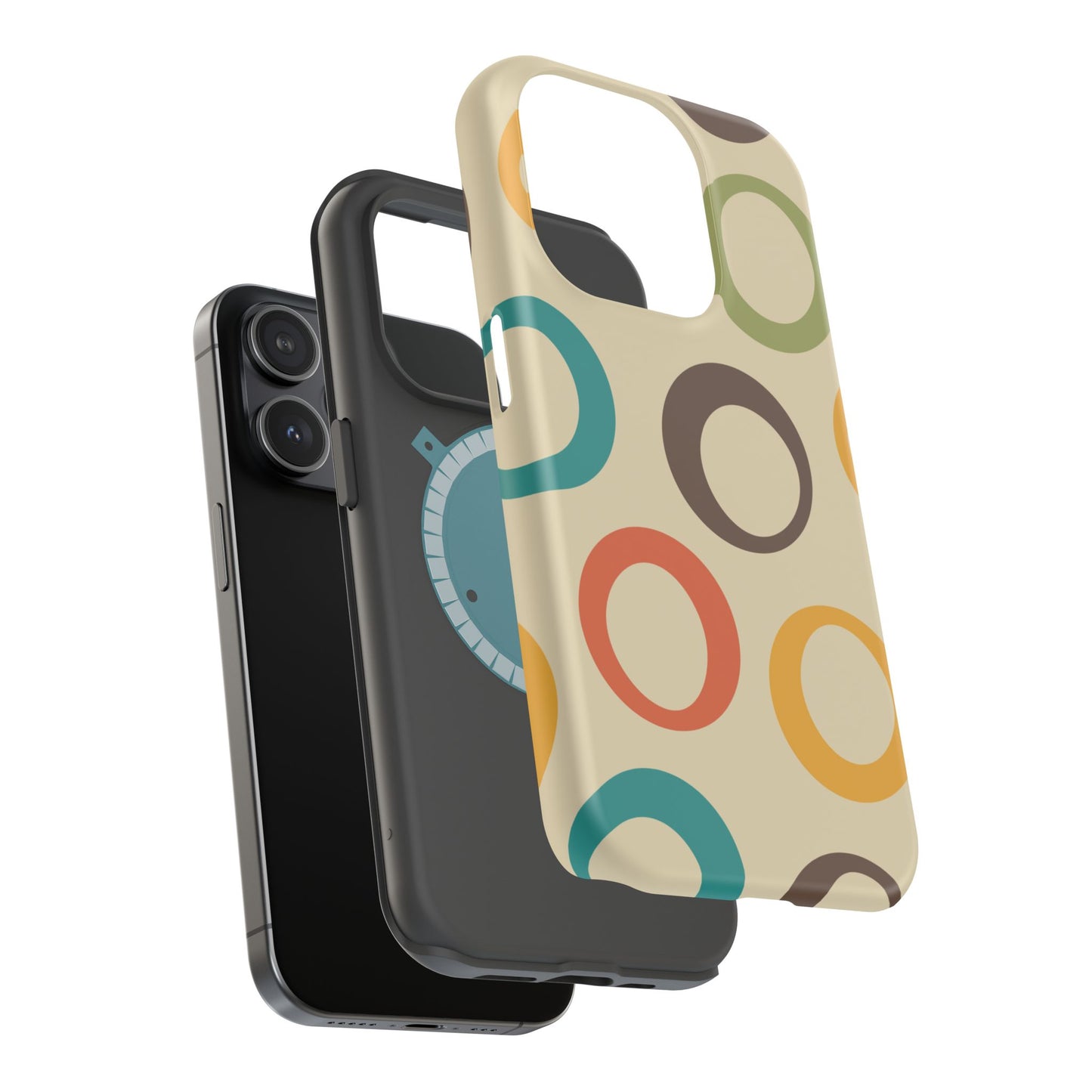 Retro Colorful Rings MagSafe iPhone Case – Shockproof, Matte Finish, Dual-Layer Protection