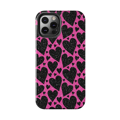 Pink Glitter Hearts iPhone Case