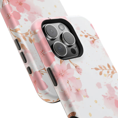 Soft Pink Cherry Blossom MagSafe Case – Floral Elegance with Wireless Charging