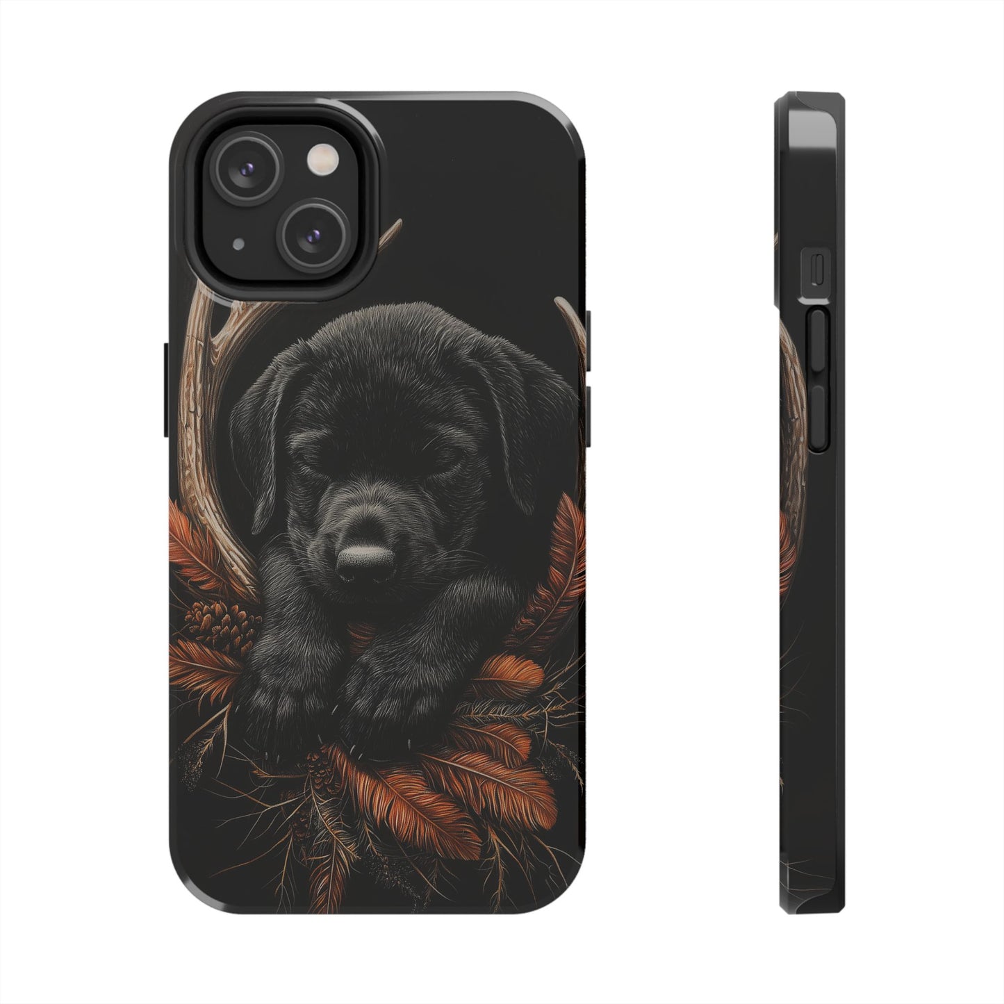 Charming Black Labrador Puppy on Feathers iPhone Case