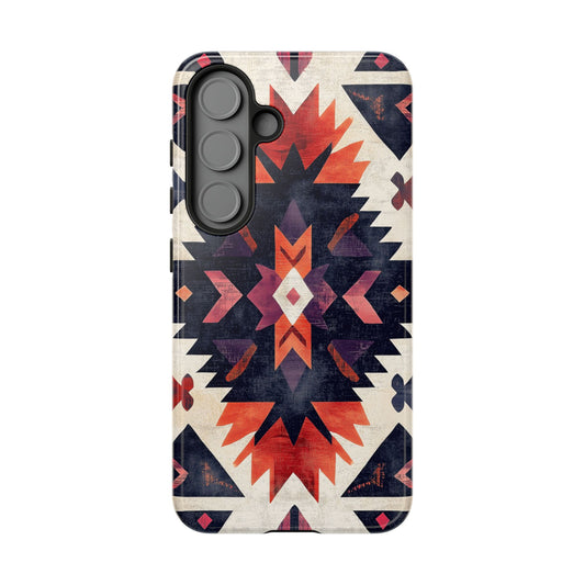 Boho Tribal Starburst Tough Samsung Galaxy  Case – Vibrant Geometric Design, Dual-Layer Protection