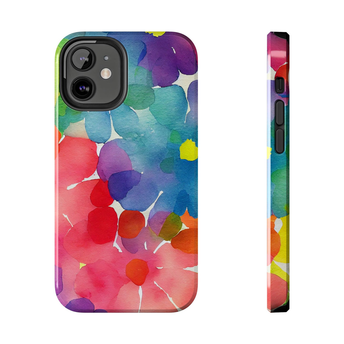 Rainbow Bloom Watercolor iPhone Case – Slim Design, Glossy Finish