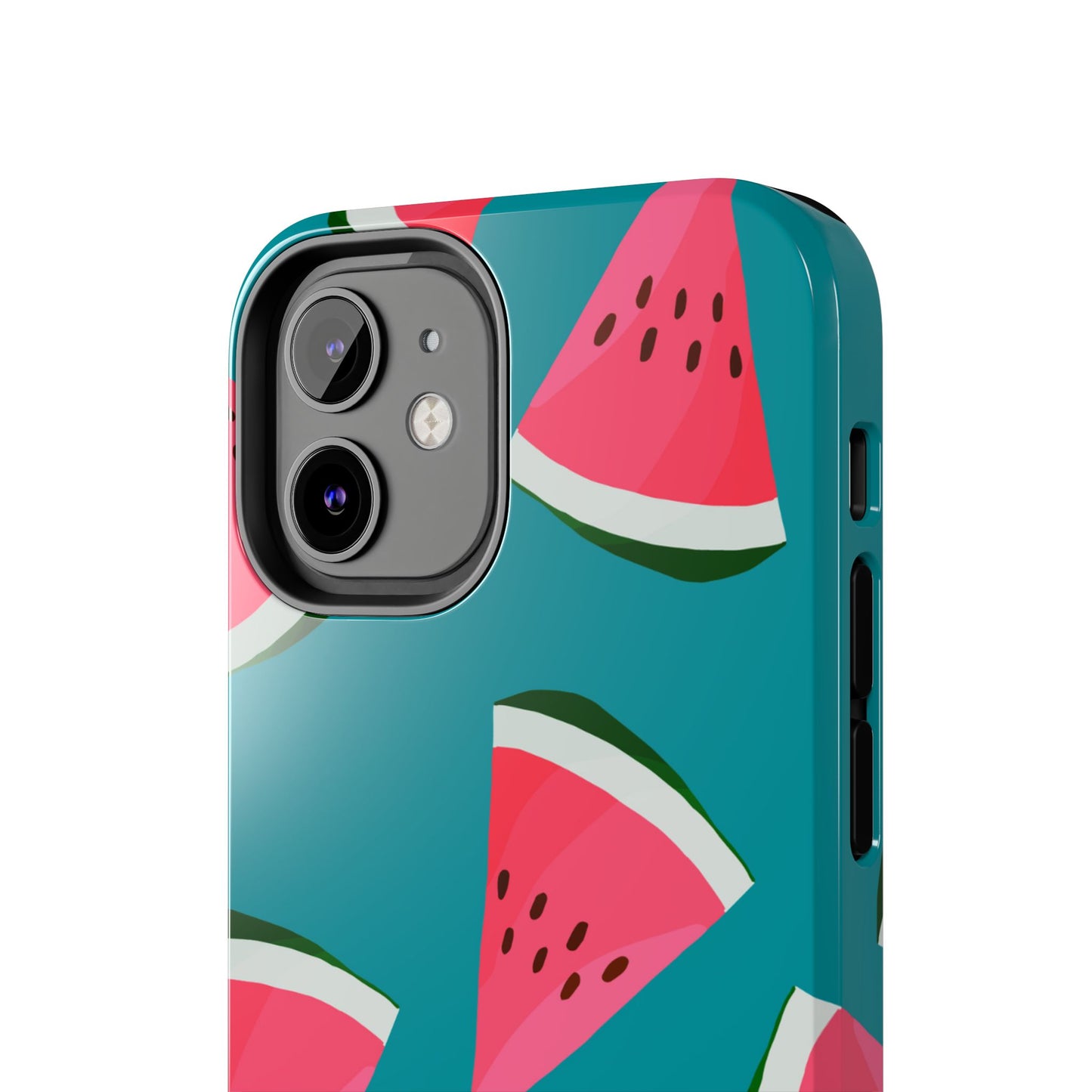 Watermelon Bliss iPhone Case – Vibrant Summer Fruit Design on Teal Background