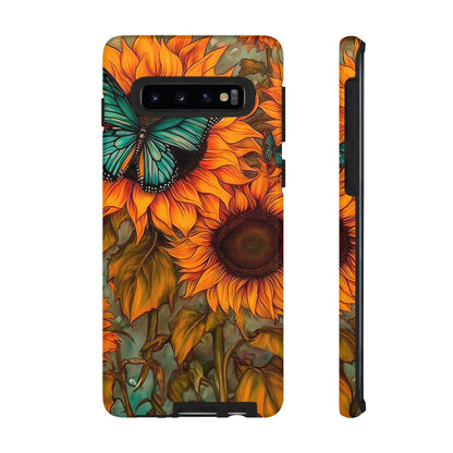 Vintage Blue Butterfly & Sunflower Art – Samsung Galaxy Case