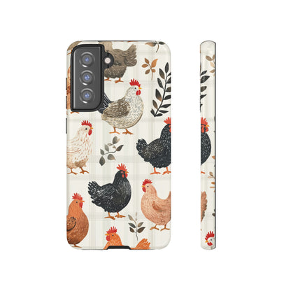 Samsung Galaxy Case: Vintage Chicken & Leaves – Farmhouse Style Case