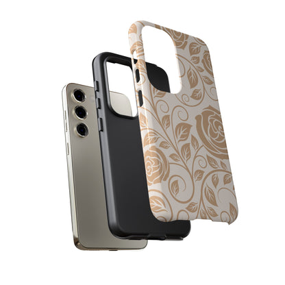 Vintage Rose Vine Tough Samsung Galaxy Case – Elegant Floral Pattern with Dual-Layer Protection