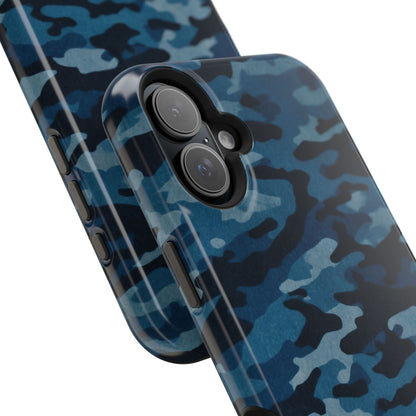 Dark Blue Camouflage – MagSafe iPhone Case with Modern Rugged Style