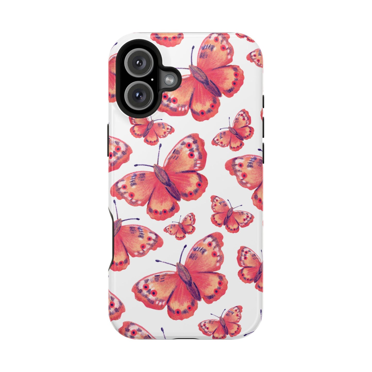 Coral Butterfly MagSafe iPhone Case – Slim, Protective Design with Bold Watercolor Print