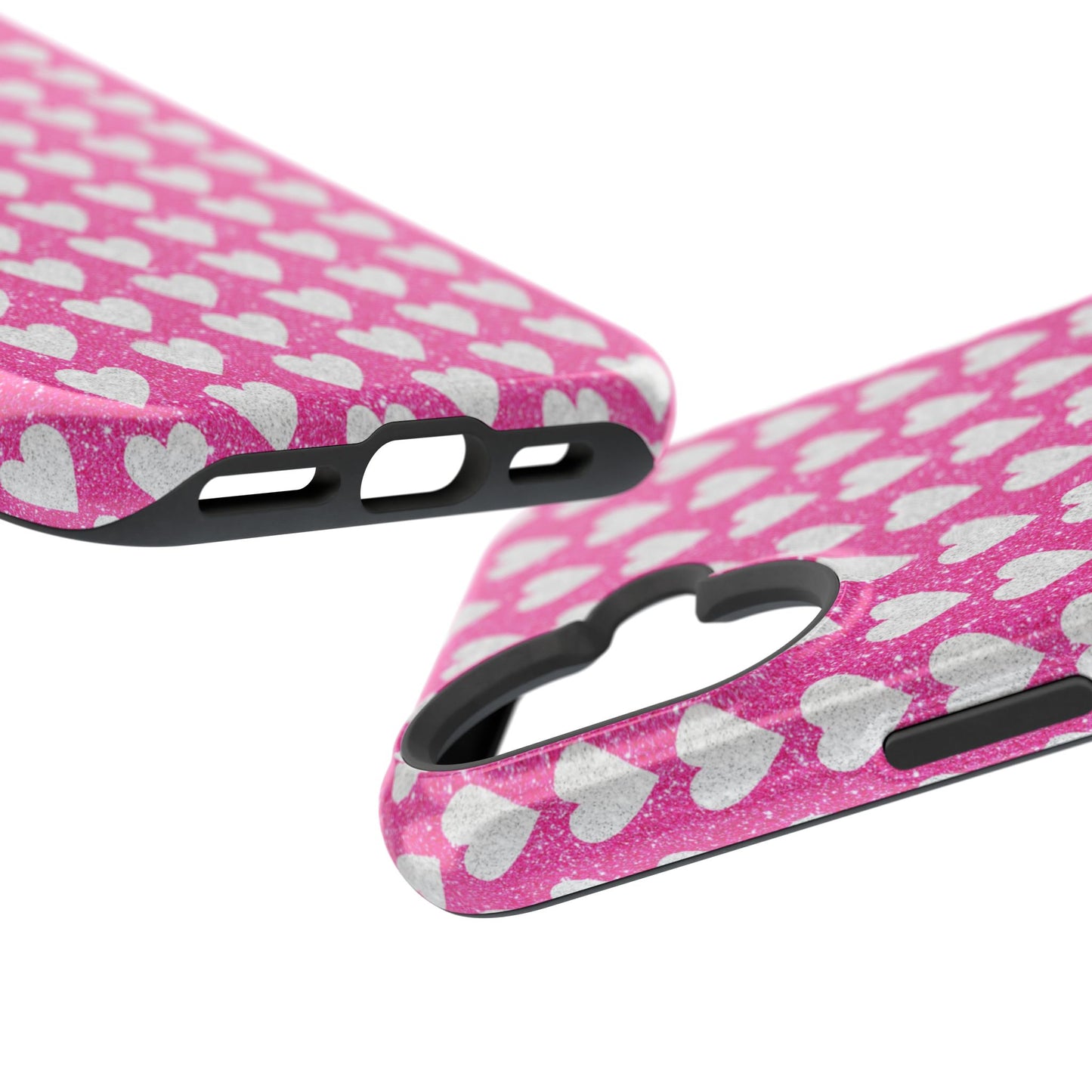 Pink Glitter Heart Pattern MagSafe Case