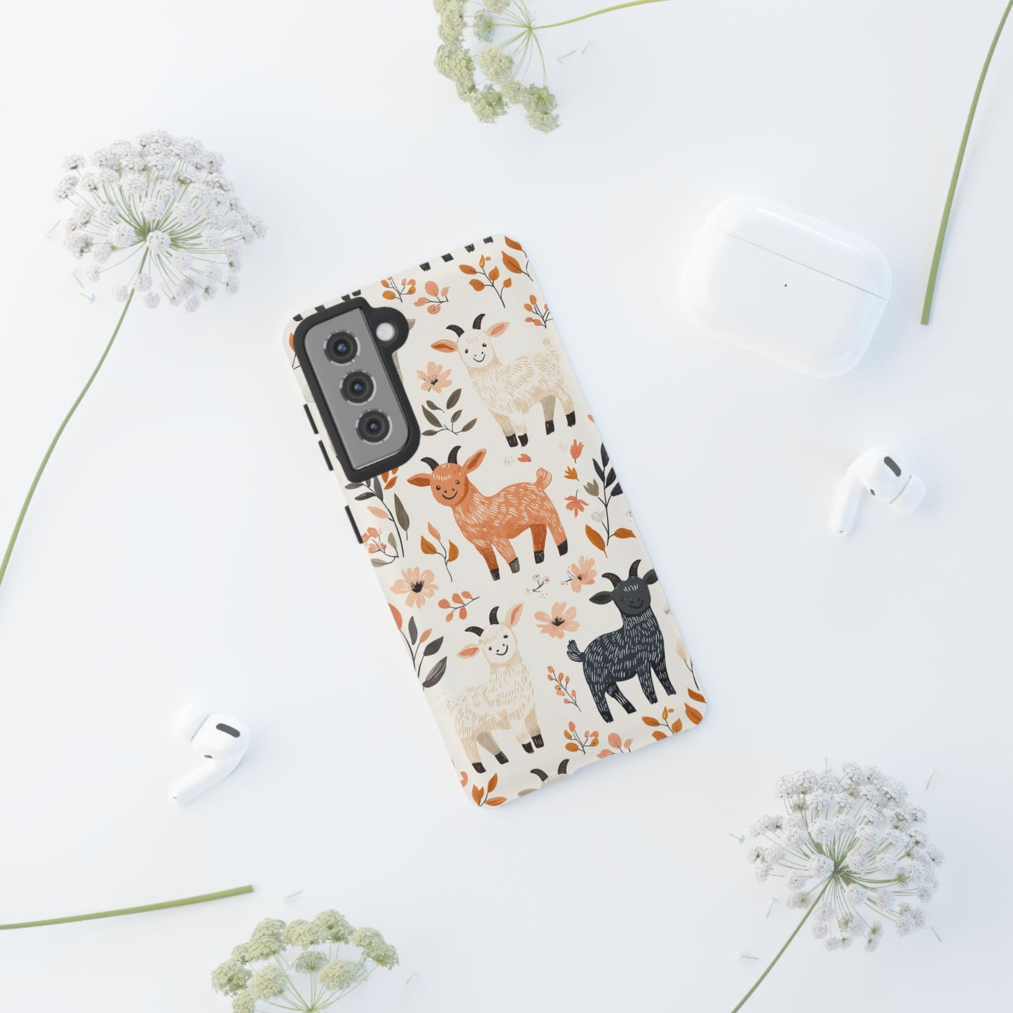 Samsung Galaxy Case: Smiley Goats & Dried Flowers – Vintage Charm