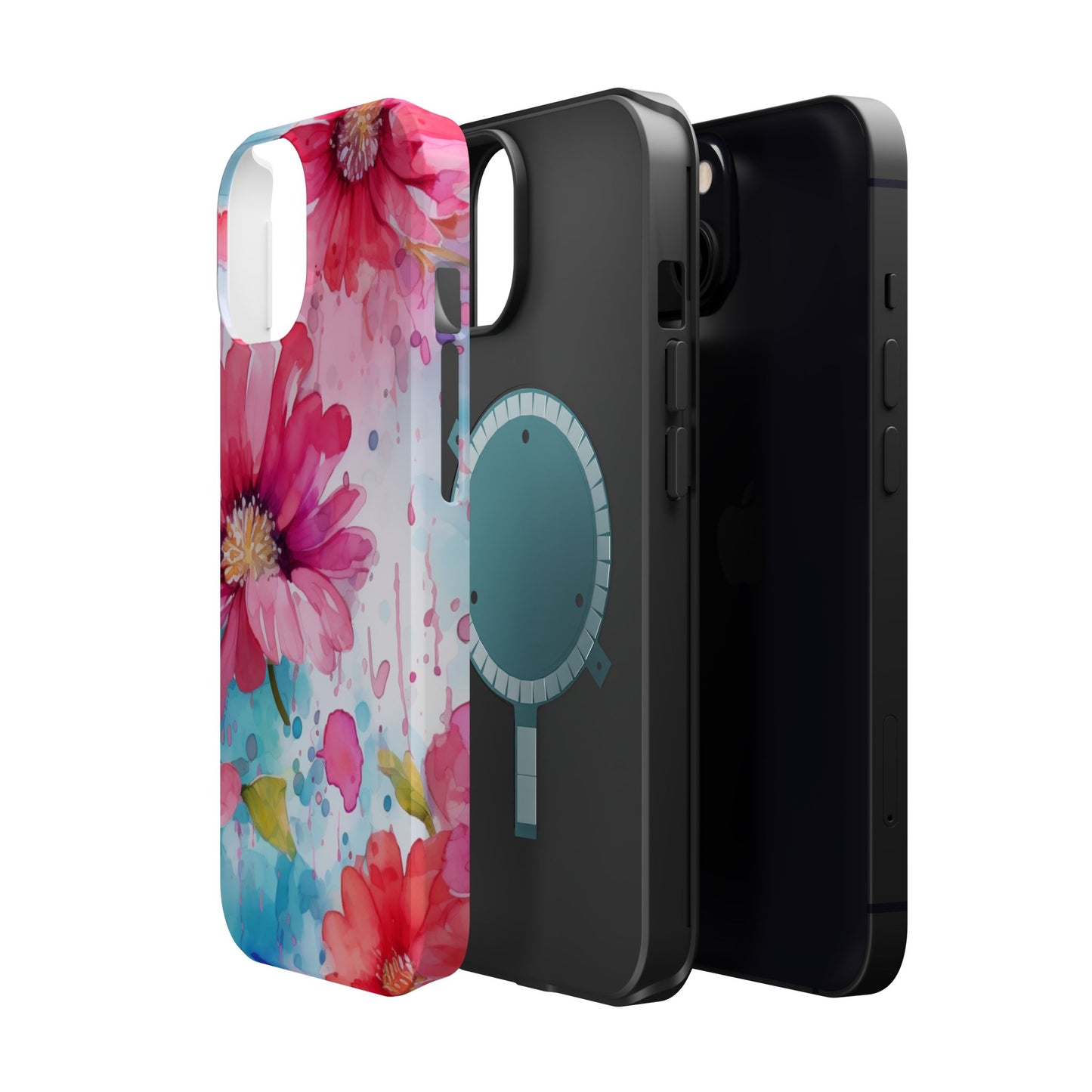 Vibrant Watercolor Red & Pink Floral - MagSafe iPhone Case