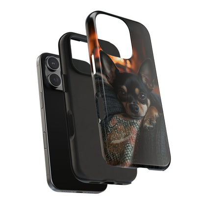 Cozy Chihuahua Fireplace iPhone Case – Warm and Stylish Design