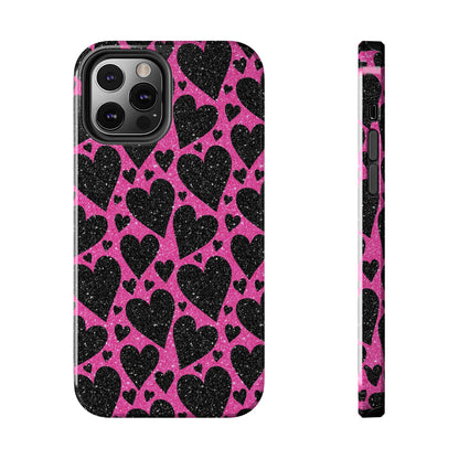 Pink Glitter Hearts iPhone Case