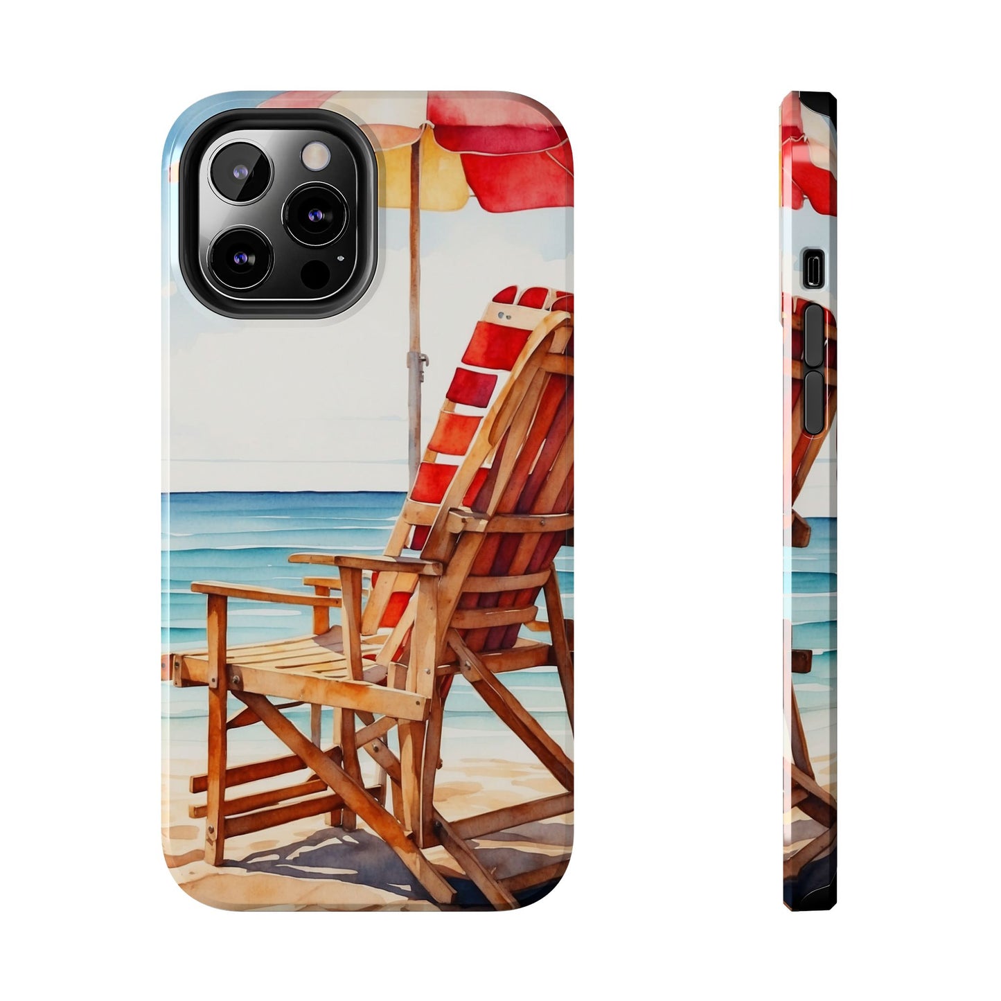 Beach Bliss iPhone Series Case – Relaxing Seaside Chair and Umbrella Design