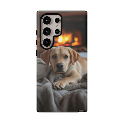 Cozy Golden Retriever by the Fireplace - Samsung Galaxy Case