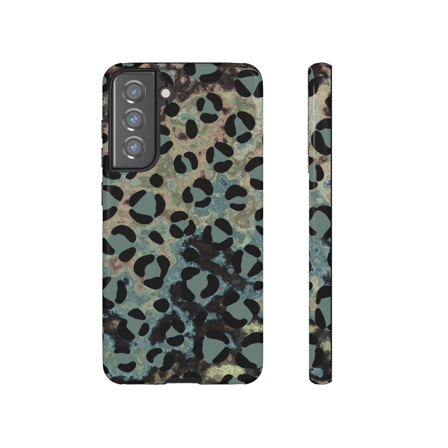 Moody Watercolor Leopard Print Tough Samsung Galaxy Case – Earthy Abstract Pattern with Dual-Layer Protection