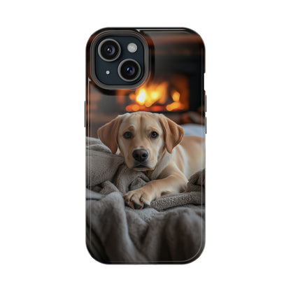 Cozy Golden Retriever by the Fireplace - MagSafe Case