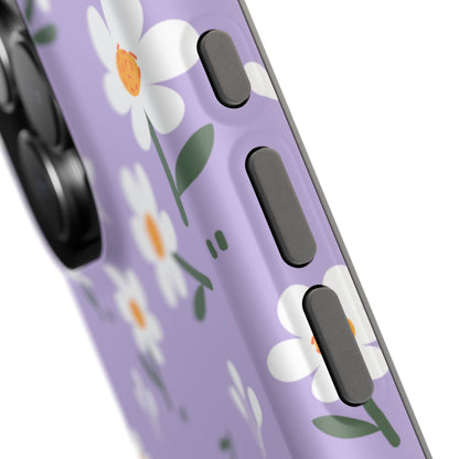 Purple Daisy Garden MagSafe  iPhone Case – Soft Lavender Background, Shockproof Protection with Slim Fit