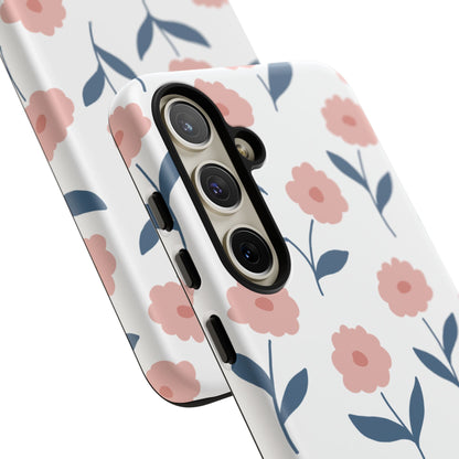 Playful Pink Floral Tough Samsung Galaxy Case – Soft Pastel Design, Slim & Shockproof - BOGO Cases