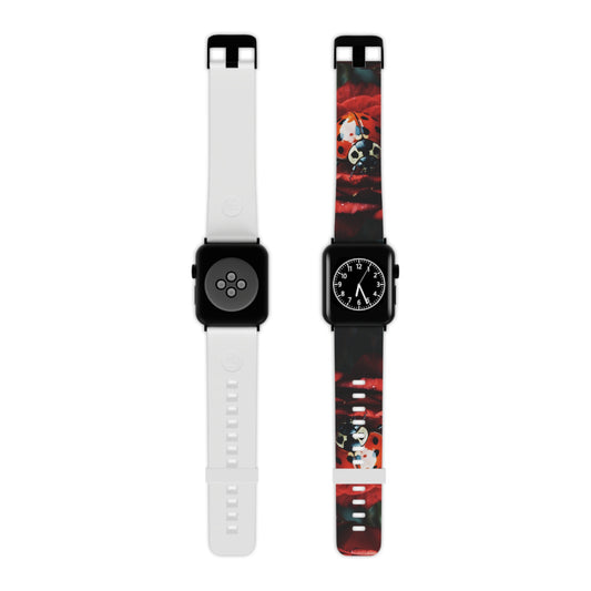 Elegant Rose & Ladybug Charm Apple Watch Band