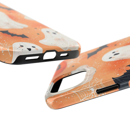 Spooky Cute Ghost iPhone Case – Halloween Ghosts, Pumpkins, Bats & Cobwebs Design