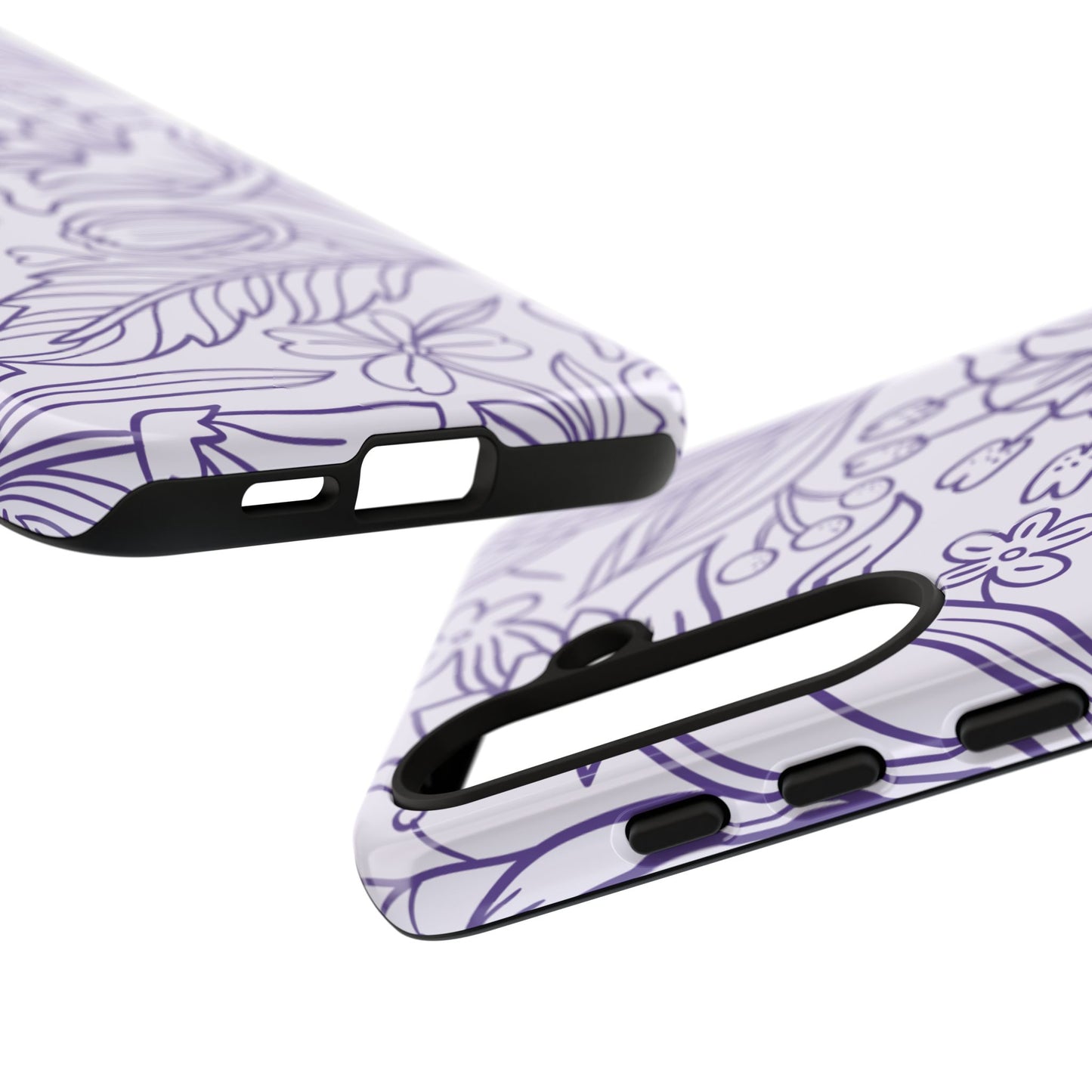 Lavender Floral Line Art Tough Samsung Galaxy Case – Minimalist Botanical Design with Dual-Layer Protection