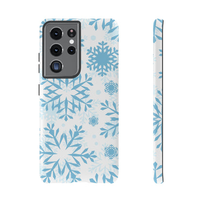 Frosty Blue Snowflakes Samsung Galaxy Case – Shockproof, Smooth Matte Finish, Dual-Layer Design