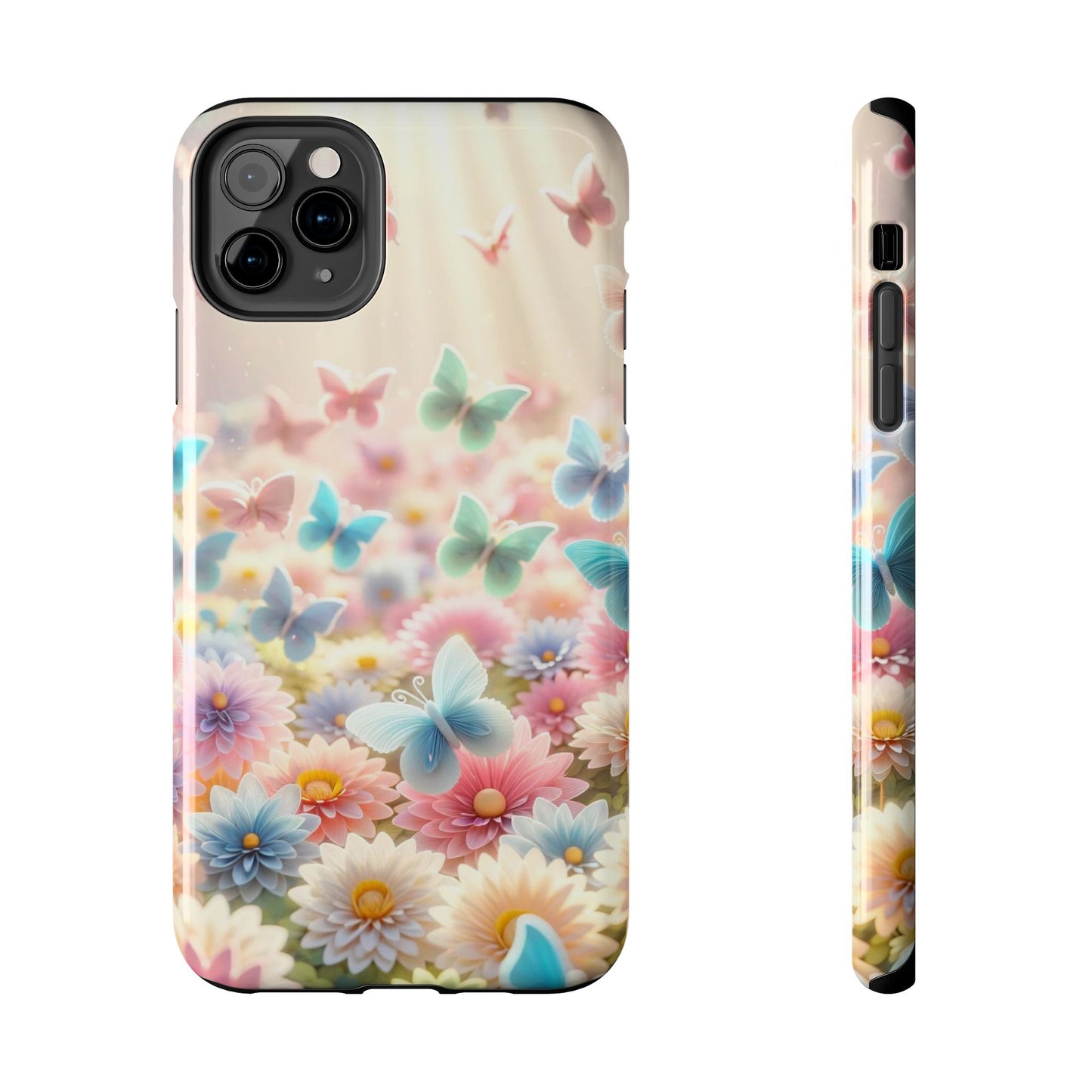 Butterfly Flower Garden - iPhone Case - Pastel Floral Protective Cover