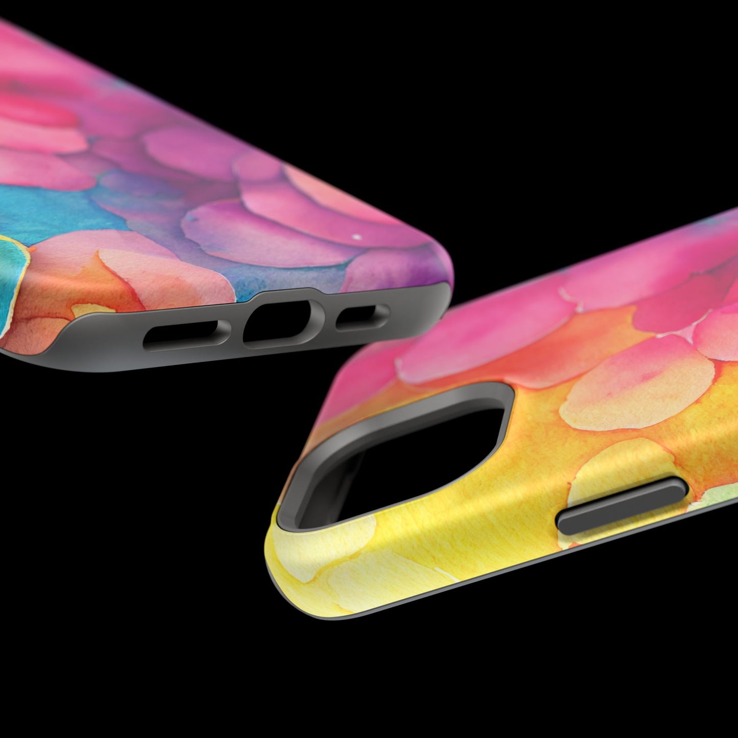 Sunset Petals Watercolor MagSafe iPhone Case – Slim Design, Glossy Finish