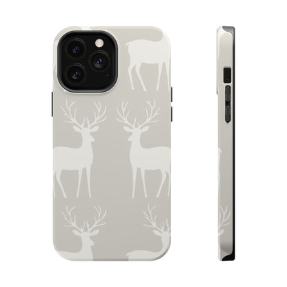 Elegant White Reindeer Pattern – MagSafe iPhone Series Case