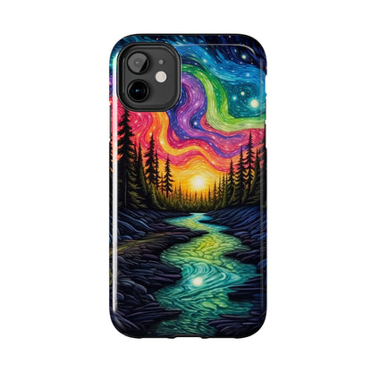 Celestial Nightscape iPhone Case – Vibrant River and Starry Sky Design