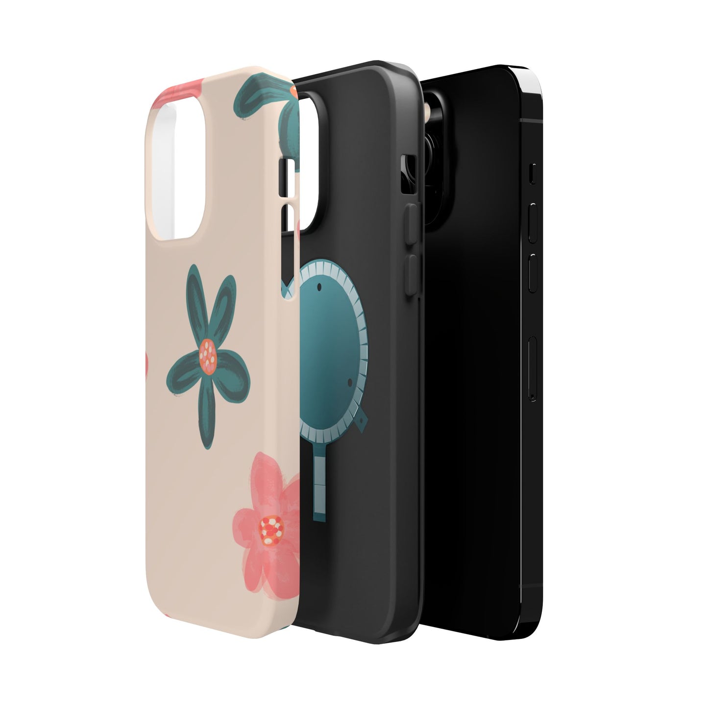 Vintage Floral Tough MagSafe iPhone Case – Soft Matte Finish with Dual-Layer Protection