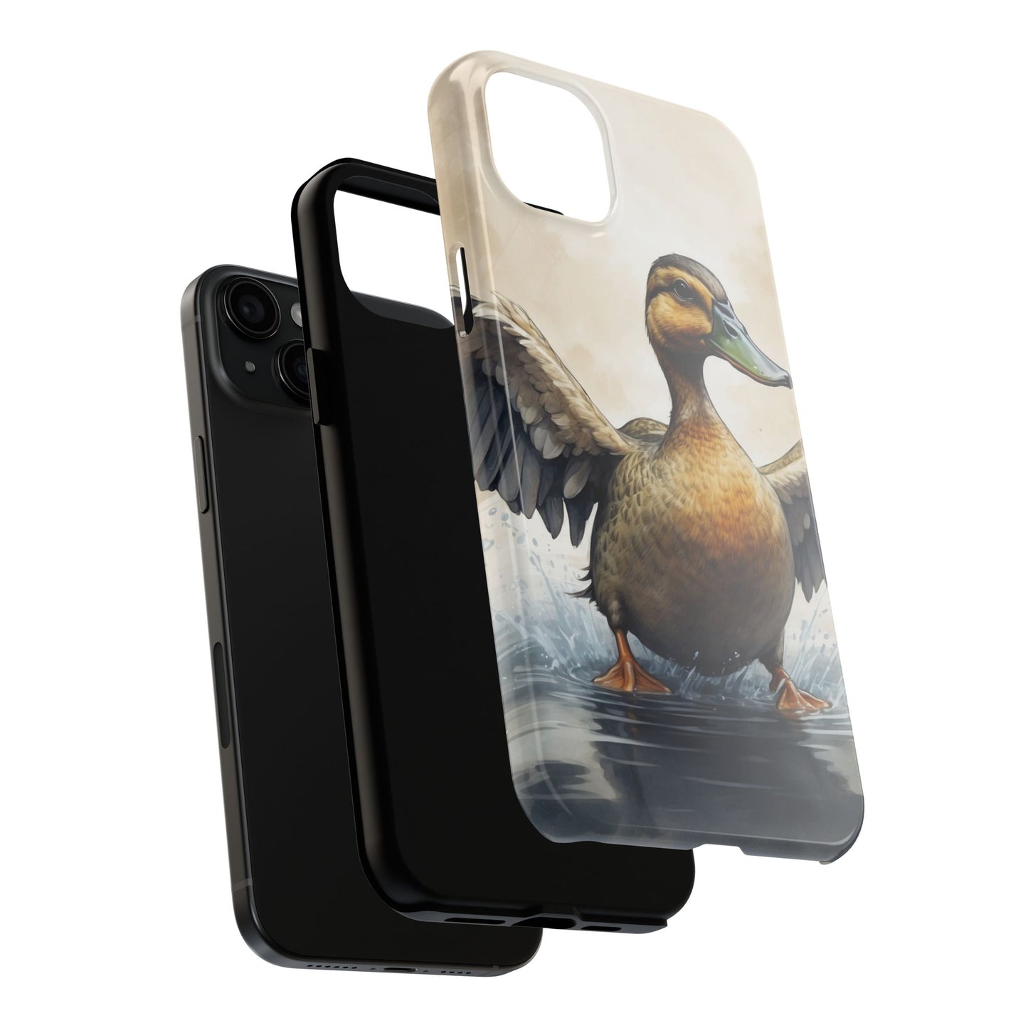 Graceful Duck in Watercolor Scene - iPhone Case