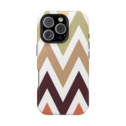 Earthy Chevron MagSafe iPhone Case – Boho-Inspired Design with Dual-Layer Protection