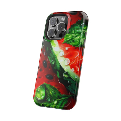 Juicy Watermelon & Mint MasSafe iPhone Case – Tough Dual-Layer, Vibrant Summer Design