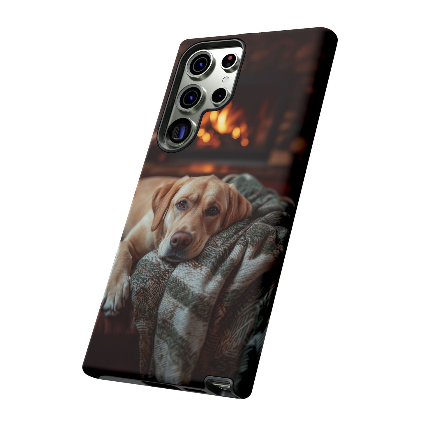 Cozy Labrador by Fireplace Samsung Galaxy Case – Rustic Cabin Protective Cover