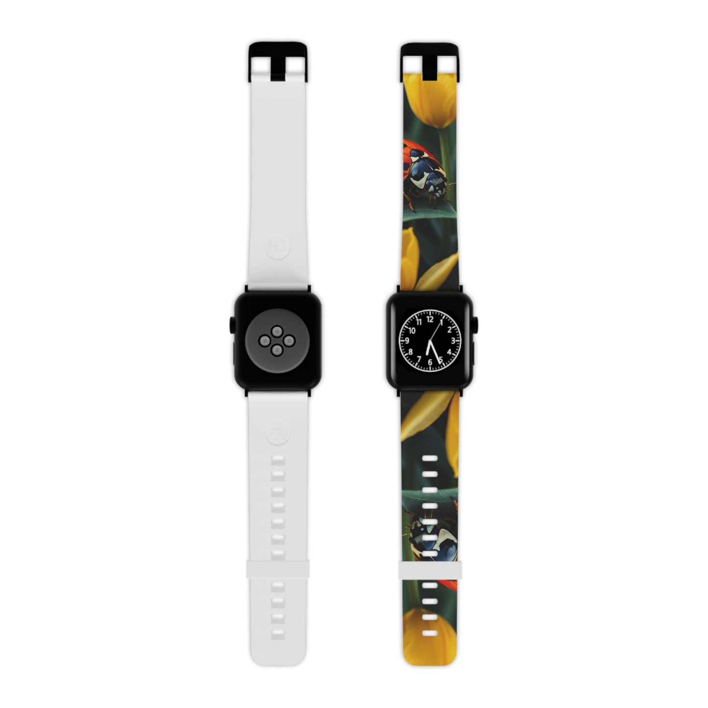 Vibrant Ladybug Amidst a Lush Yellow Flower Garden  Apple Watch Band