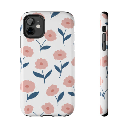 Playful Pink Floral Tough iPhone Case – Soft Pastel Design, Slim & Shockproof